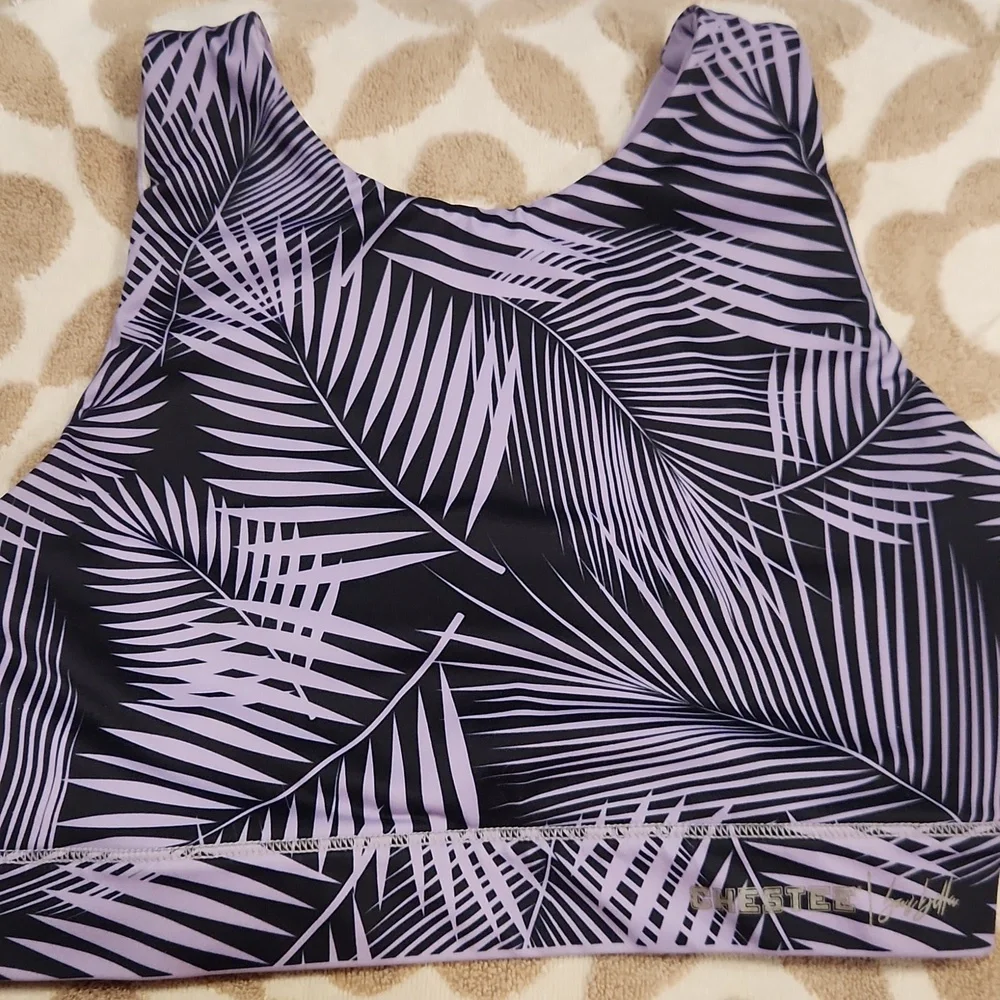 The Chestee Barbella Black and Purple Reversible Sports Bra - Picture 1 of 6
